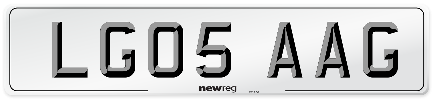 LG05 AAG Number Plate from New Reg